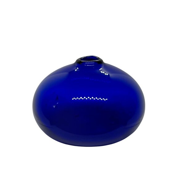 Vintage handmade blown glass vase cobalt blue - Picture 1 of 5